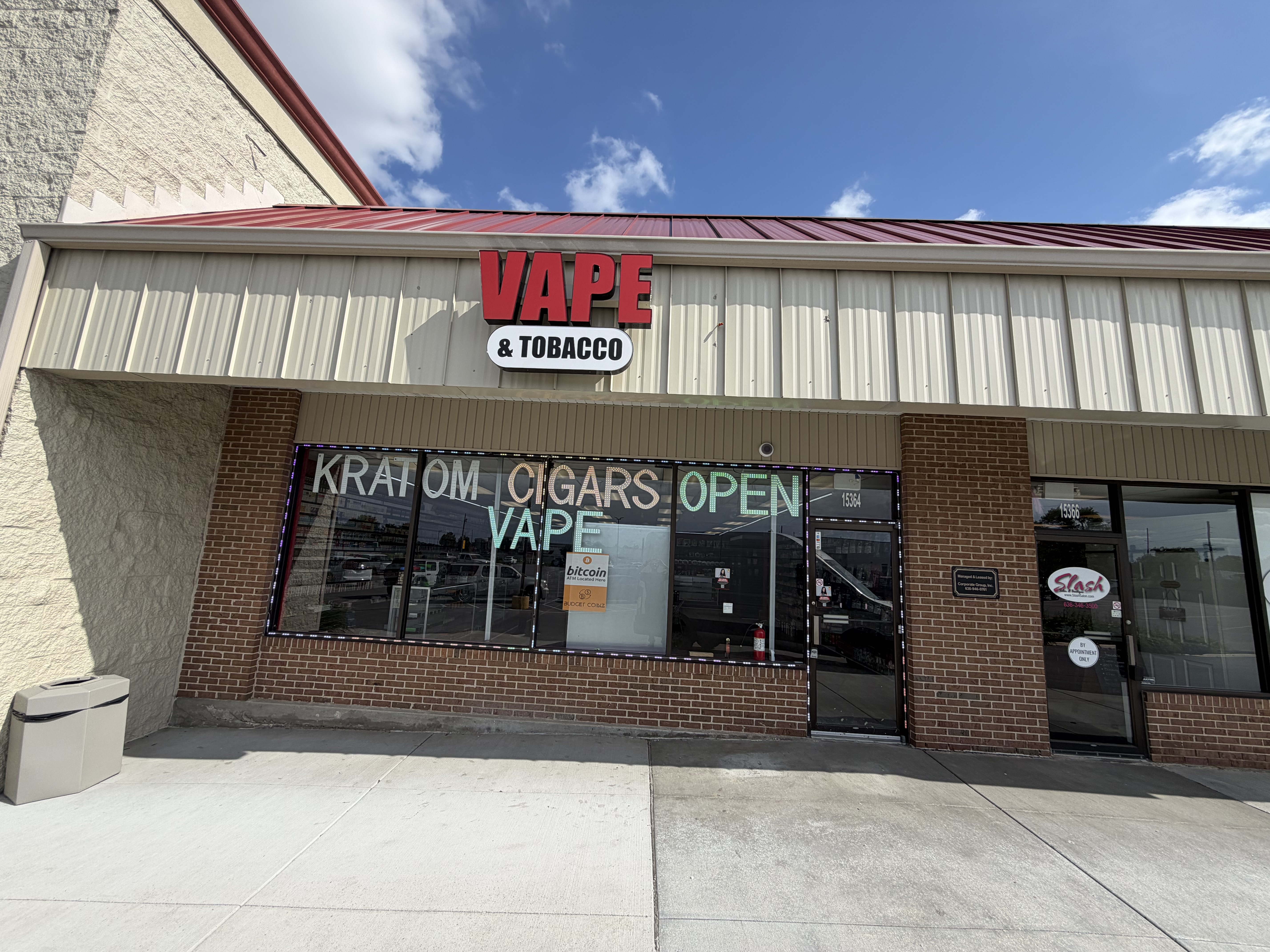 BudgetCoinz Bitcoin ATM at Wentzville Vapor & Tobacco in Wentzville, Missouri - 15364 Veterans Memorial Pkwy, Wentzville, MO 63385